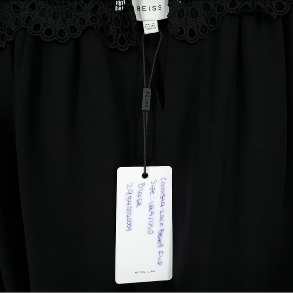 REISS Callista Lace Sleeve Belted Black Dress Size 0 - Picture 6 of 8